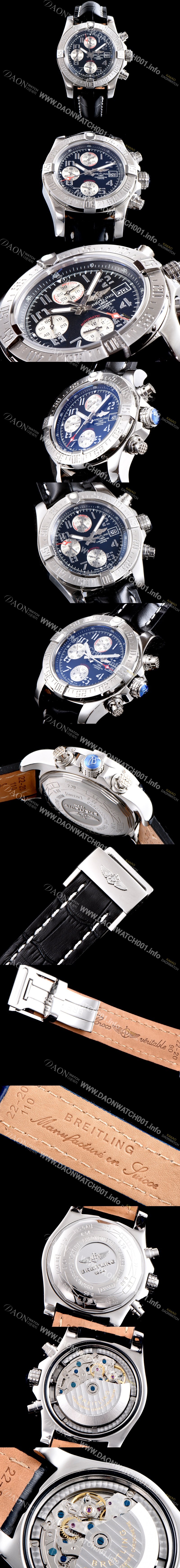 레플리카 [브라이틀링] 남성용 슈퍼 어벤져II A1338111|BC33|152S|A20S.1 크로노그래프 블랙 다이얼 오토매틱 무브먼트 BRE0250