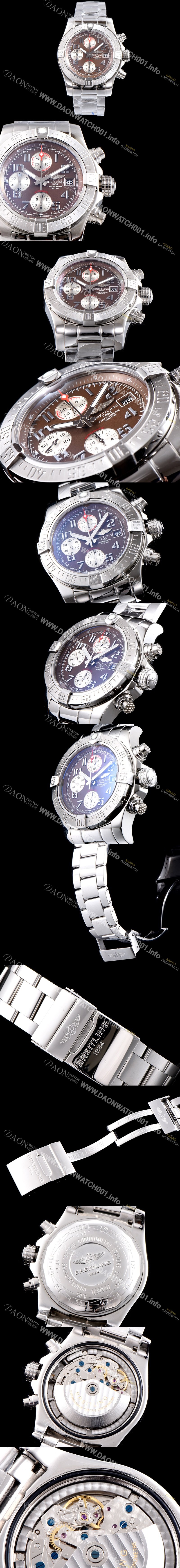 레플리카 [브라이틀링] 남성용 슈퍼 어벤져II A1338111|F564|170A 크로노그래프 브라운 다이얼 브레이슬릿 오토매틱 무브먼트 BRE0251