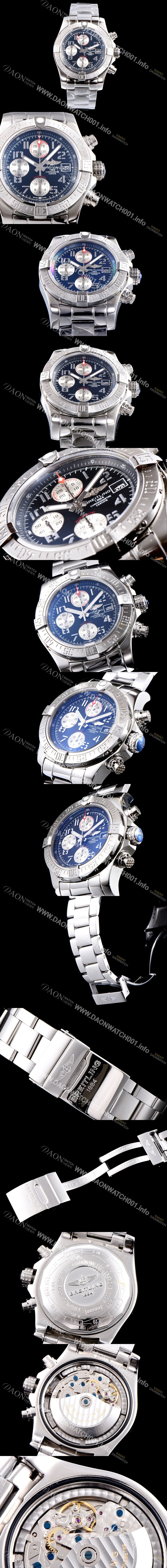 레플리카 [브라이틀링] 남성용 슈퍼 어벤져II A1338111|BC33|170A 크로노그래프 블랙 다이얼 브레이슬릿 오토매틱 무브먼트 BRE0250