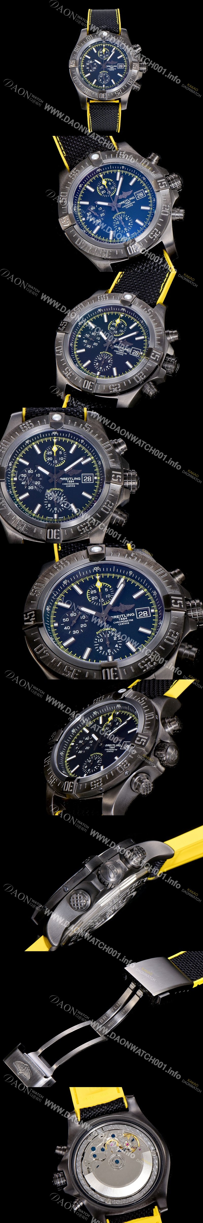 레플리카 [브라이틀링]남성용 어벤져 II 크로노그래프 45미리 PVD 티타늄 코팅 오토매틱 블랙다이얼 BRE66404