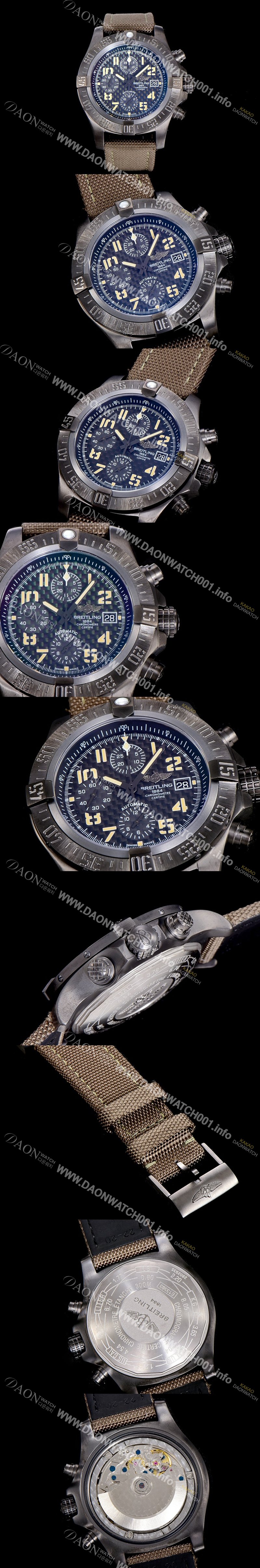 레플리카 [브라이틀링]남성용 어벤져 II 크로노그래프 45미리 PVD 티타늄 코팅 오토매틱 블랙다이얼 BRE91983