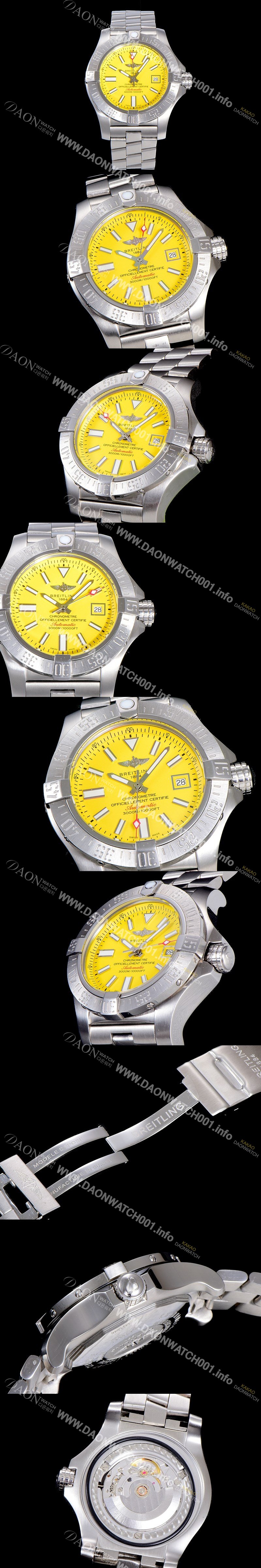 레플리카 [브라이틀링] 남성용 어벤져 오토매틱 ETA2836-2 타입 45미리 매탈시계 옐루다이얼 BRE75537