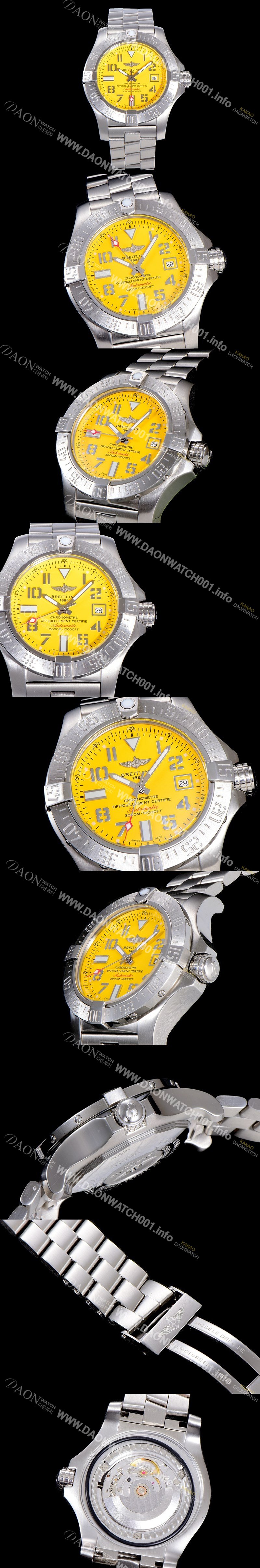 레플리카 [브라이틀링] 남성용 어벤져 오토매틱 ETA2836-2 타입 45미리 매탈시계 옐루다이얼 BRE75546