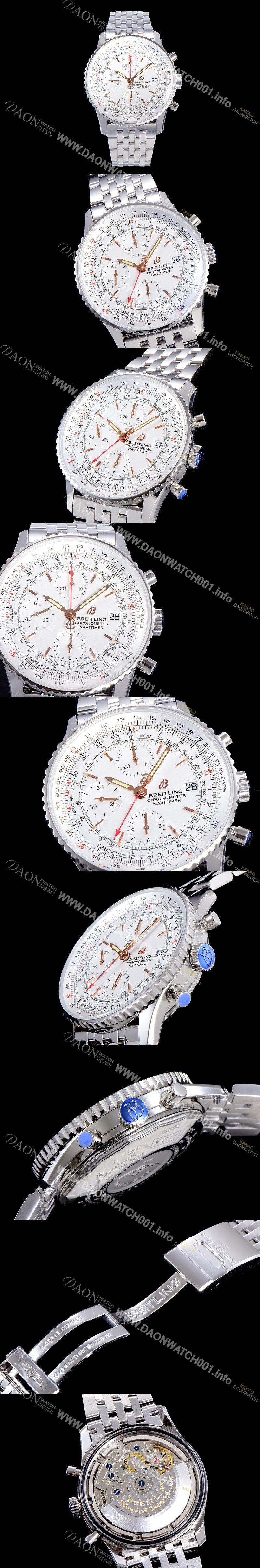 레플리카 [브라이틀링] 남성용 네비타이머 크로노그래프 오토매틱 A7750-2 41미리 메탈시계 화이트다이얼 BRE75641