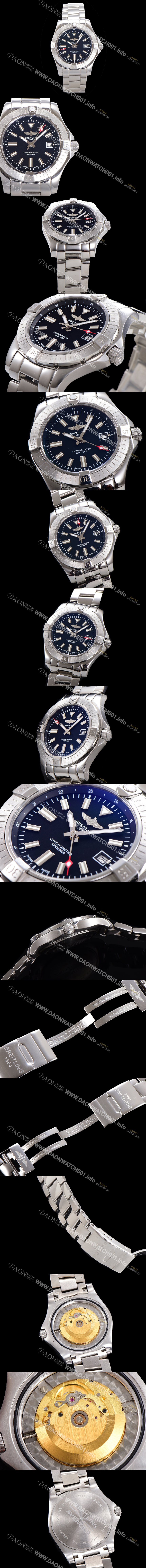 레플리카 [브라이틀링] 남성용 어벤져 오토매틱 아시안 2836-2 타입 43mm 스틸 메탈시계 블랙다이얼 bre1213