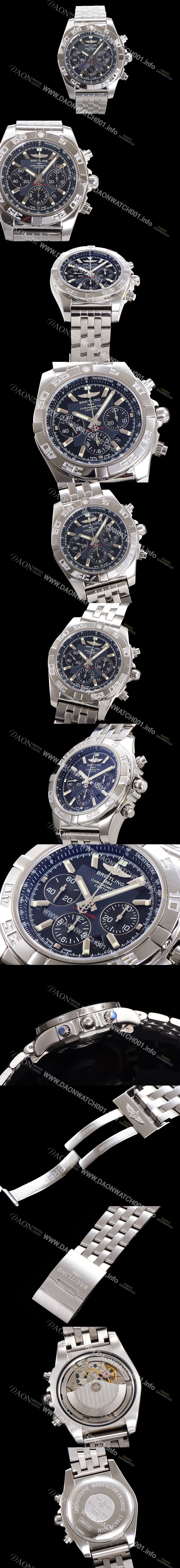 레플리카 [브라이틀링] 남성용 크로노맷 오토매틱 크로노그래프 ETA7750-2타입 44mm 매탈줄 그레이다이얼 bre1191