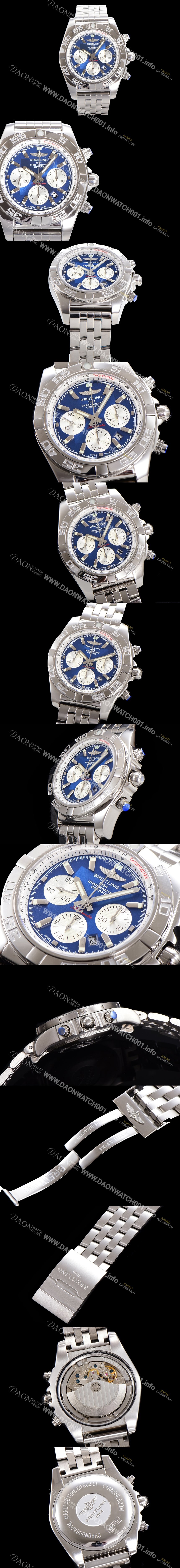 레플리카 [브라이틀링] 남성용 크로노맷 오토매틱 크로노그래프 ETA7750-2타입 44mm 매탈줄 블루다이얼 bre1121
