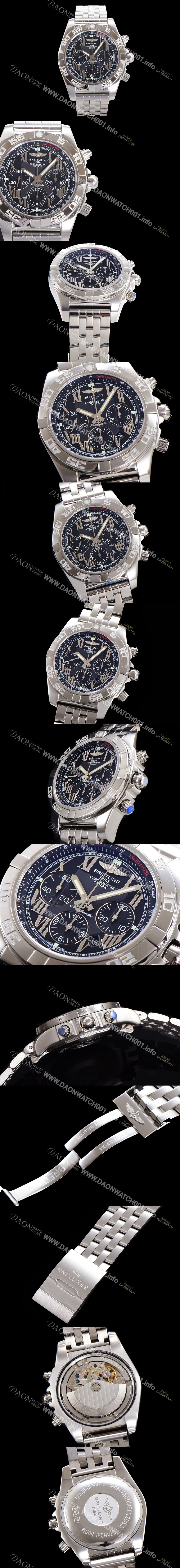 레플리카 [브라이틀링] 남성용 크로노맷 오토매틱 크로노그래프 ETA7750-2타입 44mm 매탈줄 블랙다이얼 bre1219