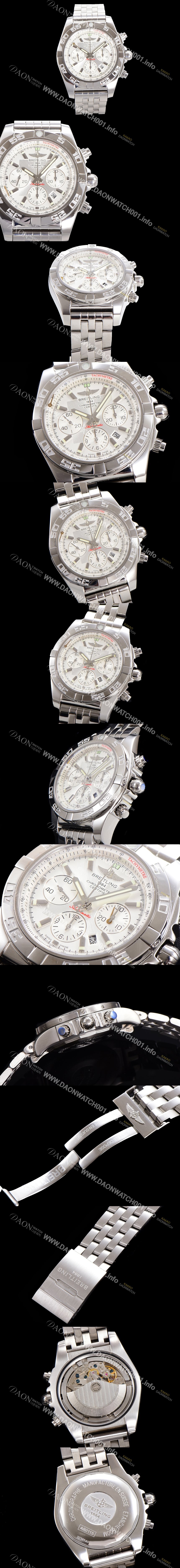 레플리카 [브라이틀링] 남성용 크로노맷 오토매틱 크로노그래프 ETA7750-2타입 44mm 매탈줄 화이트다이얼 bre9153