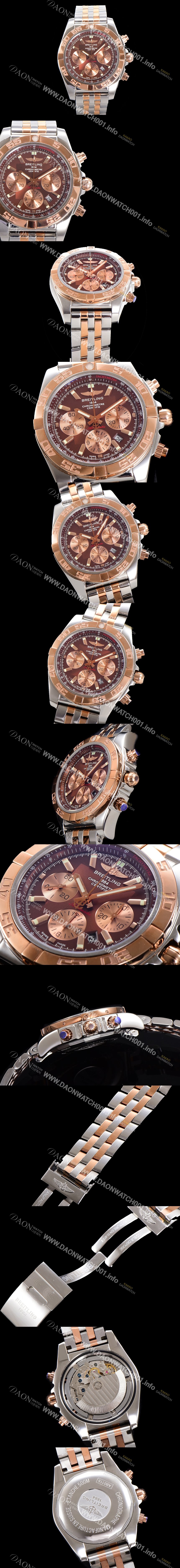 레플리카 [브라이틀링] 남성용 크로노맷 오토매틱 크로노그래프 ETA7750-2타입 44mm 로즈골드 매탈줄 브라운다이얼 bre3219