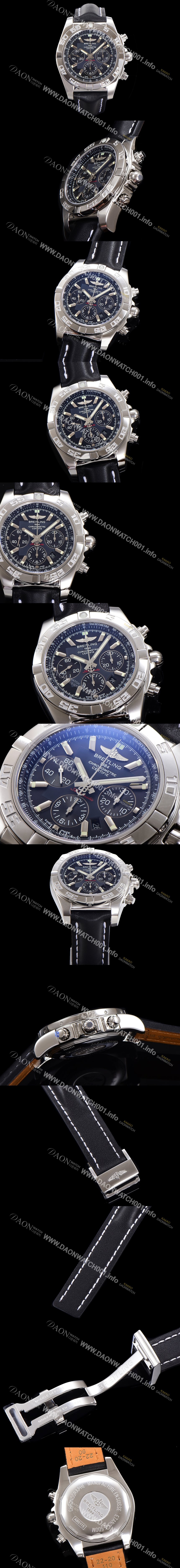 레플리카 [브라이틀링] 남성용 윈드라이더 크로노맷 오토매틱 ETA-7750 기계식 44mm 가죽줄 블랙다이얼 bre1351