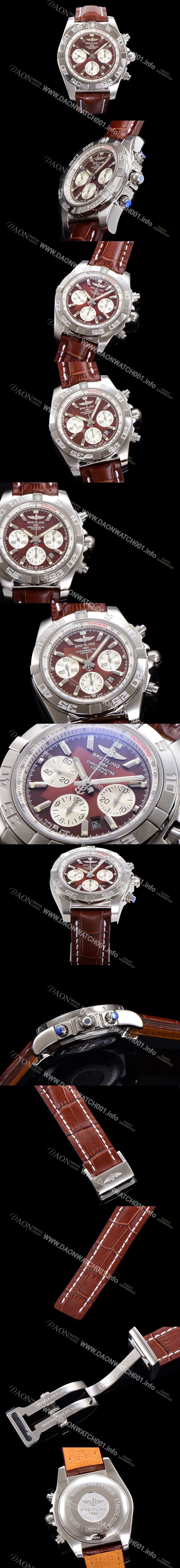 레플리카 [브라이틀링] 남성용 윈드라이더 크로노맷 오토매틱 ETA-7750 기계식 44mm 가죽줄 브라운다이얼 bre3521