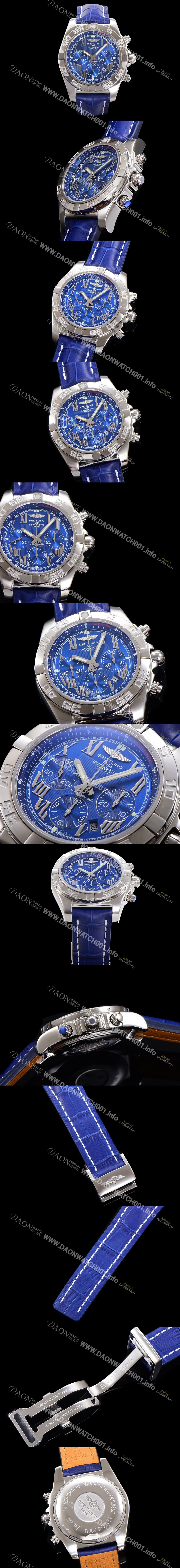 레플리카 [브라이틀링] 남성용 윈드라이더 크로노맷 오토매틱 ETA-7750 기계식 44mm 가죽줄 블루다이얼 bre9123