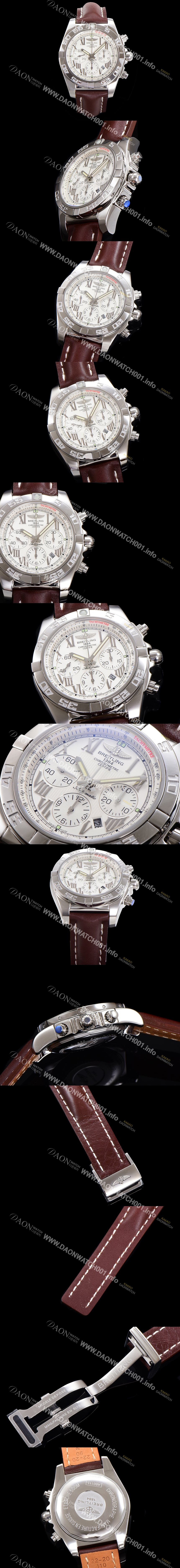 레플리카 [브라이틀링] 남성용 윈드라이더 크로노맷 오토매틱 ETA-7750 기계식 44mm 가죽줄 화이트다이얼 bre1259