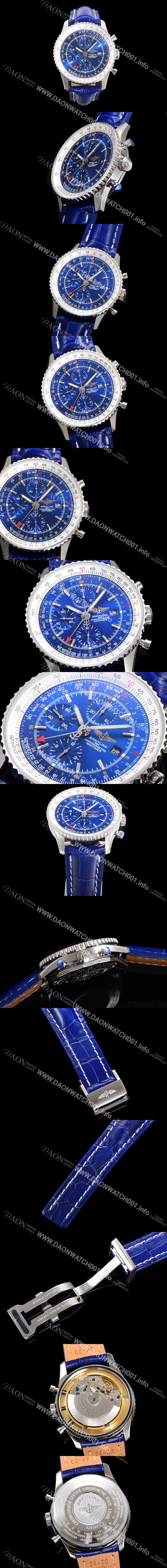 레플리카 [브라이틀링] 남성용 네비타이머 크로노그래프 ETA7750-2 타입 오토매틱 46mm 가죽줄 블루다이얼 bre1599