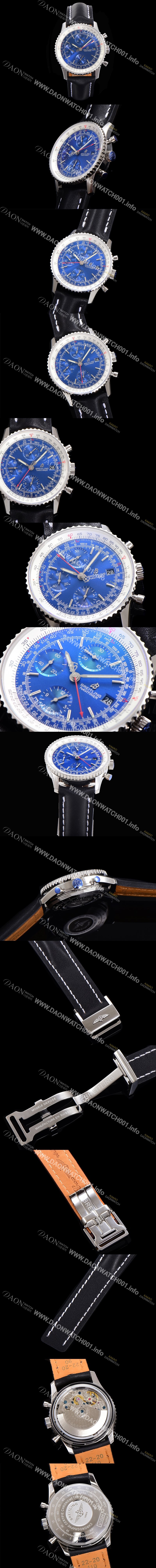 레플리카 [브라이틀링] 남성용 네비타이머 크로노그래프 ETA7750-2 타입 오토매틱 41mm 가죽줄 블루다이얼 bre1951