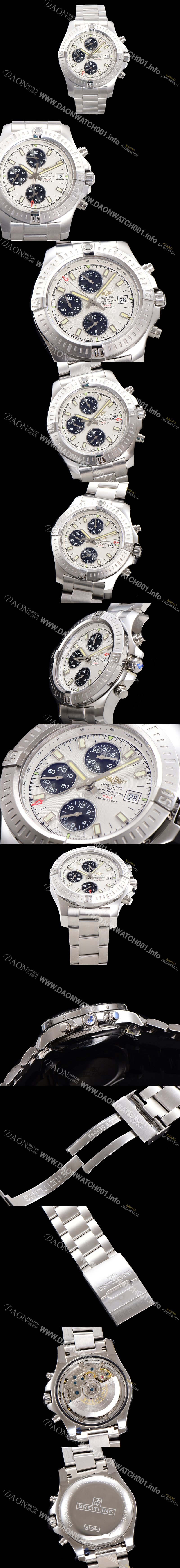 레플리카 [브라이틀링] 남성용 어벤져 크로노그래프 ETA 7750-2 타입 45mm 메탈줄 화이트다이얼 bre9246