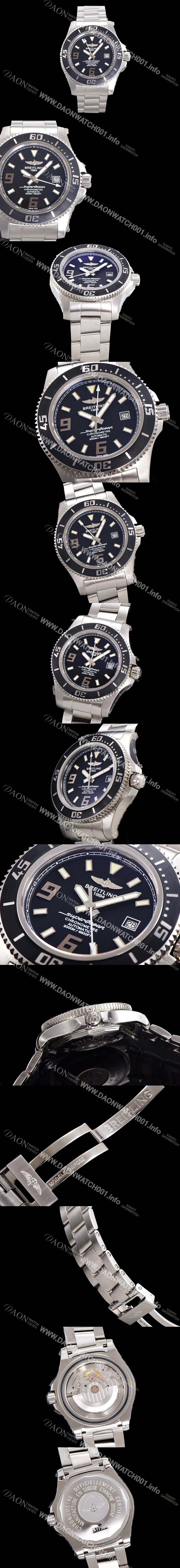 레플리카 [브라이틀링] 남성용 슈퍼오션 오토매틱 ETA2824-2 44mm 메탈줄 블랙다이얼 bre8846