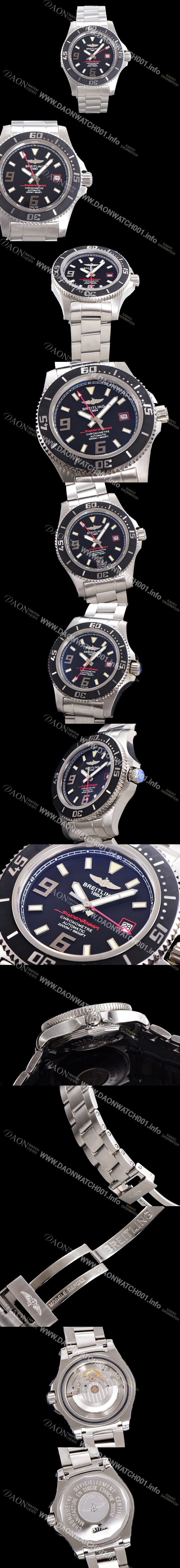 레플리카 [브라이틀링] 남성용 슈퍼오션 오토매틱 ETA2824-2 44mm 메탈줄 블랙다이얼 bre0286