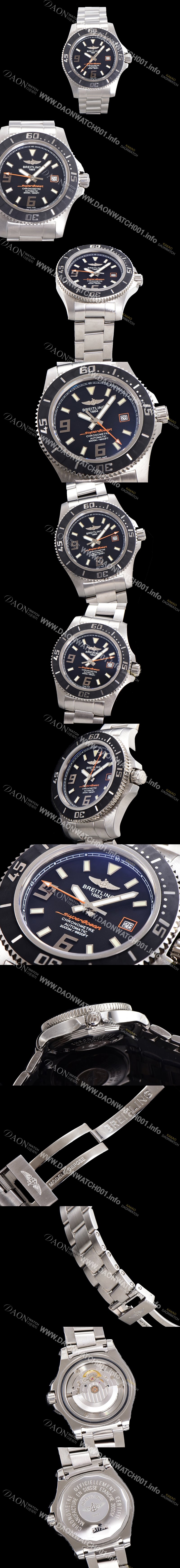 레플리카 [브라이틀링] 남성용 슈퍼오션 오토매틱 ETA2824-2 44mm 메탈줄 블랙다이얼 bre2866