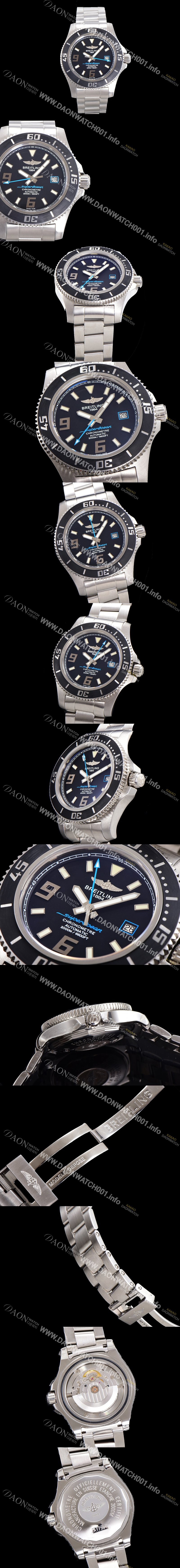 레플리카 [브라이틀링] 남성용 슈퍼오션 오토매틱 ETA2824-2 44mm 메탈줄 블랙다이얼 bre9284