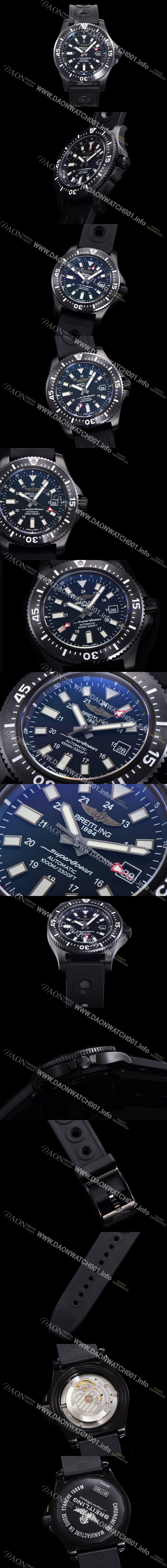 레플리카 [브라이틀링] 남성용 슈퍼오션 스페셜 오토매틱 ETA2824-2 44mm PVD 코팅 케이스 러버우레탄 블랙다이얼 bre4260