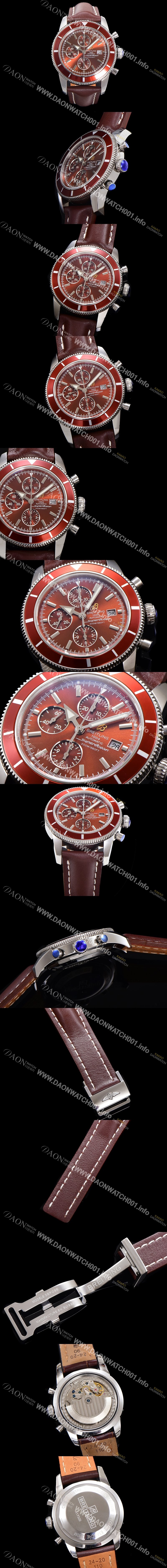 레플리카 [브라이틀링] 남성용 슈퍼오션 해리티지 크로노그래프 ETA7750-2 타입 오토매틱 46mm 가죽줄  래드다이얼 bre4890