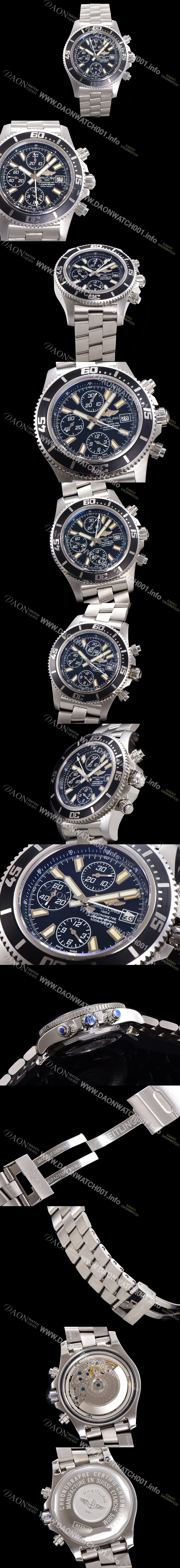 레플리카 [브라이틀링] 남성용 에어로마린 슈퍼오션 어비스 크로노그래프 오토매틱 Eta7750-2 타입 44mm 메탈시계 블랙다이얼 bre4984