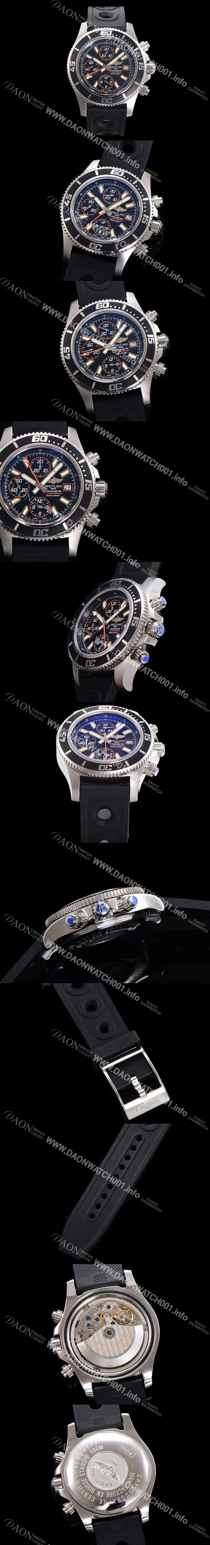 레플리카 [브라이틀링] 남성용 에어로마린 슈퍼오션 어비스 크로노그래프 오토매틱 Eta7750-2 타입 44mm 가죽줄 블랙다이얼 bre8926