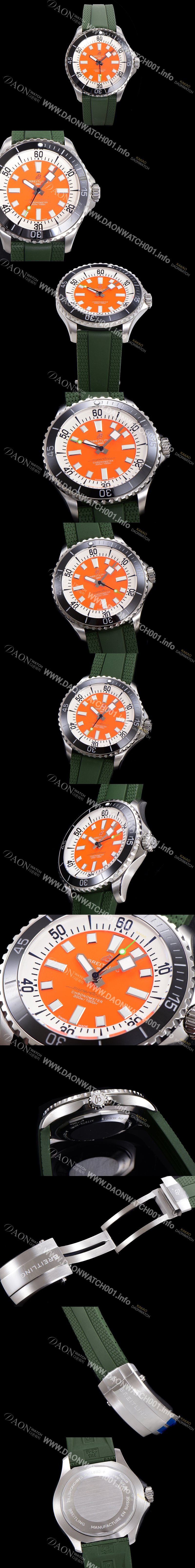 레플리카 [브라이틀링 뉴 다이버워치] 남성용 슈퍼오션 44mm 오토매틱 ETA2824-2 타입 크로노미터 우레탄줄 세라믹베젤 래드다이얼 bre82904