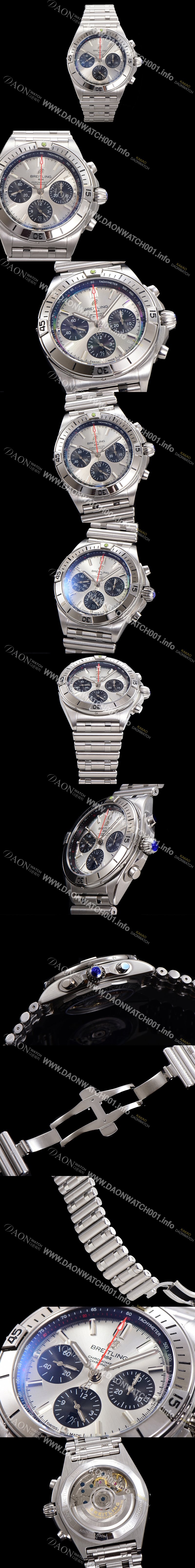 레플리카 [브라이틀링] 남성용 크로노맷 B01 오토매틱 ETA7750-2 타입 42mm 메탈줄 실버다이얼 bre90568