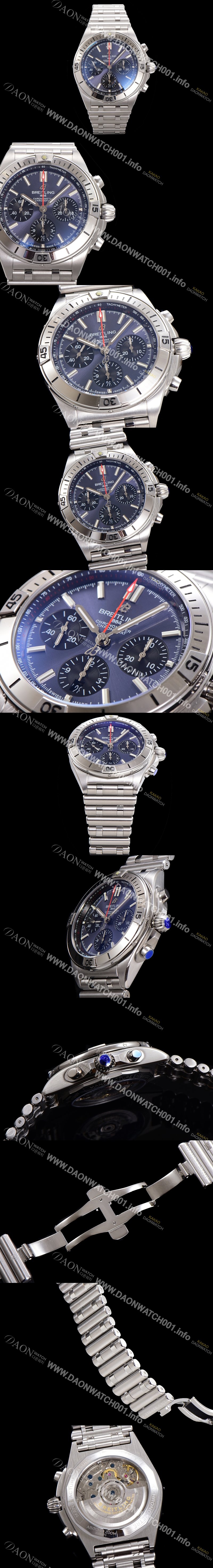 레플리카 [브라이틀링] 남성용 크로노맷 B01 오토매틱 ETA7750-2 타입 42mm 메탈줄 블루 다이얼 bre70814