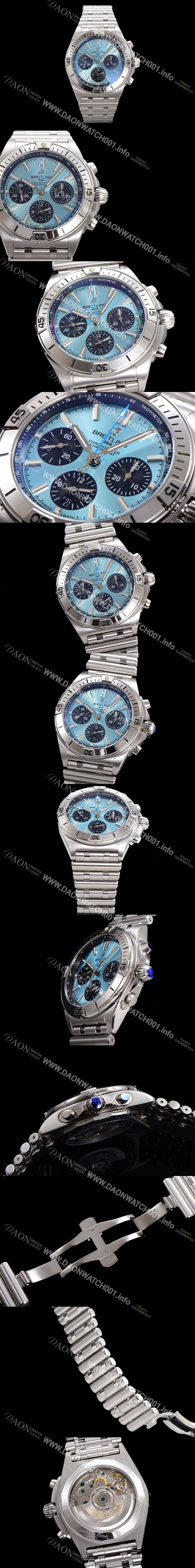 레플리카 [브라이틀링] 남성용 크로노맷 B01 오토매틱 ETA7750-2 타입 42mm 메탈줄 스카이블루다이얼 bre75106