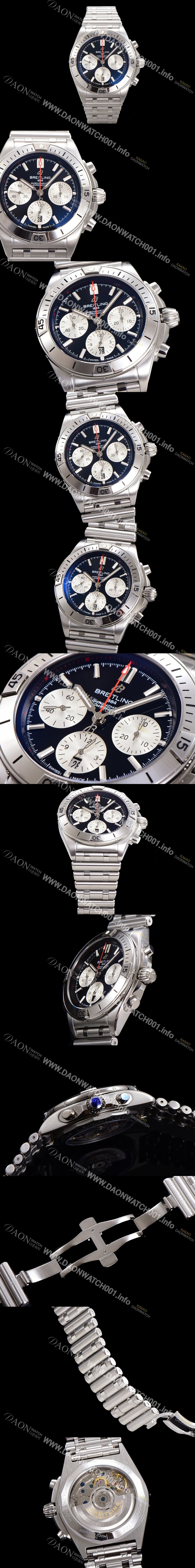 레플리카 [브라이틀링] 남성용 크로노맷 B01 오토매틱 ETA7750-2 타입 42mm 메탈줄 블랙다이얼 bre21546