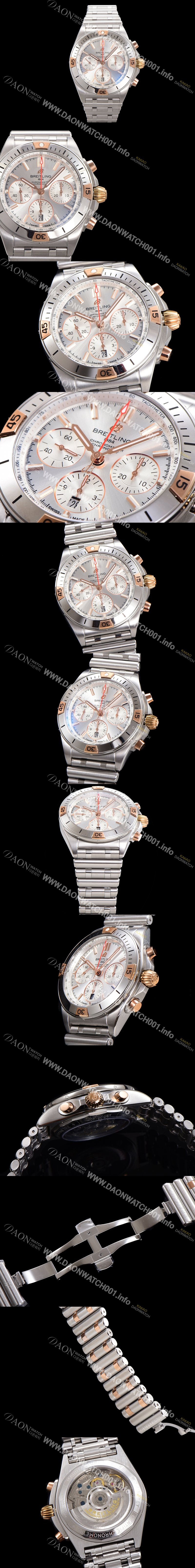 레플리카 [브라이틀링] 남성용 크로노맷 B01 오토매틱 ETA7750-2 타입 42mm 메탈줄 실버다이얼 bre39082