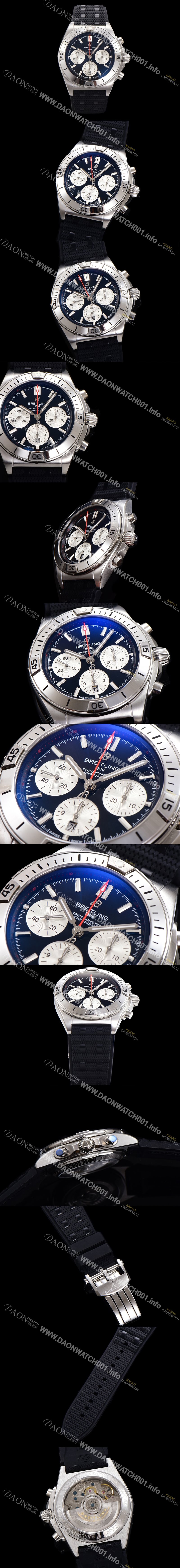 레플리카 [브라이틀링] 남성용 크로노맷 B01 오토매틱 ETA7750-2 타입 42mm 금장시계 우레탄줄 블랙다이얼 bre65312