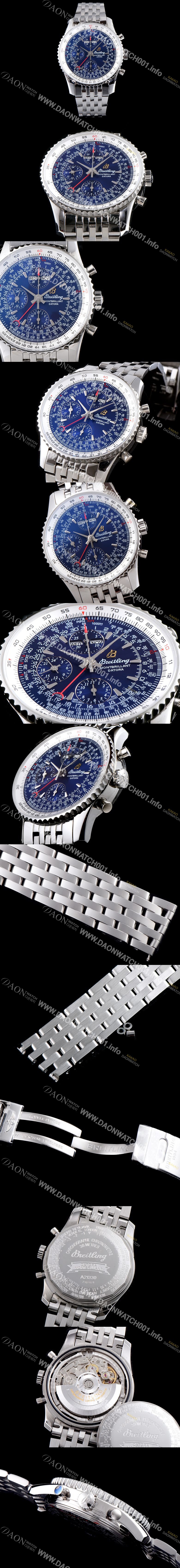 레플리카 [브라이틀링] 남성용 네비타이머 몽블리앙 다토라 46mm 크로노그래프 네이비 다이얼 오토매틱 무브먼트 BRE40213