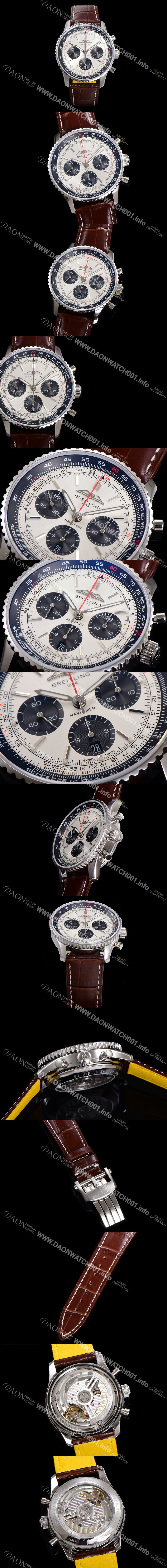 레플리카 [브라이틀링] 남성용 네비타이머 AB0138241G1P1 크로노그래프 ETA7750-2 타입 오토매틱 43mm 가죽줄 실버 다이얼 bre5994