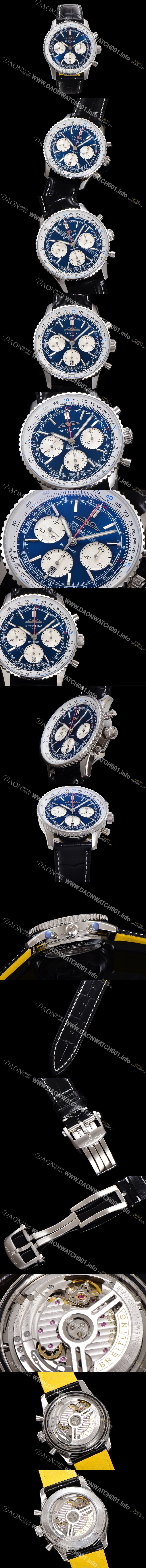 레플리카 [브라이틀링] 남성용 네비타이머 AB0139631C1P1 크로노그래프 ETA7750-2 타입 오토매틱 43mm 가죽줄 블루 다이얼 bre5998
