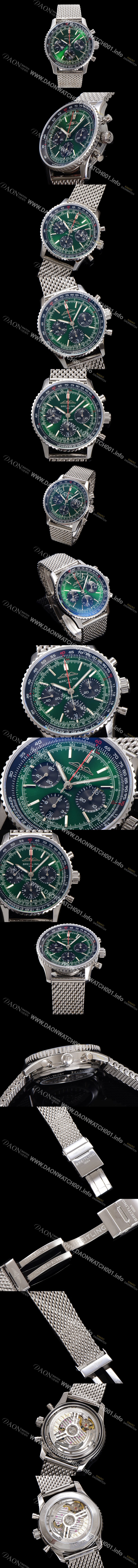 레플리카 [브라이틀링] 남성용 네비타이머 AB0137241L1A1 크로노그래프 ETA7750-2 타입 오토매틱 43mm 그린 다이얼 bre6000