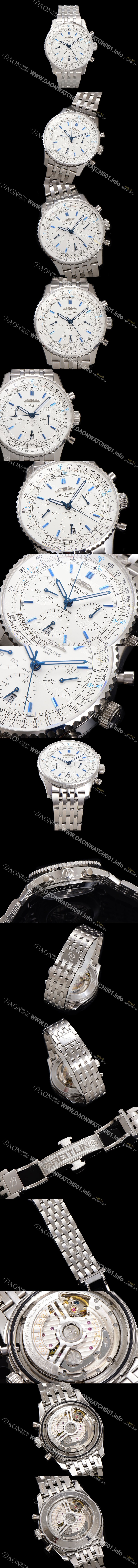 레플리카 [브라이틀링] 남성용 네비타이머 AB0139A71G1A1 크로노그래프 ETA7750-2 타입 오토매틱 43mm 메탈줄 화이트 다이얼 bre6002