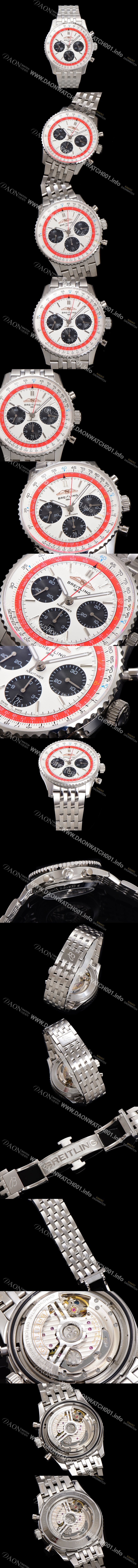 레플리카 [브라이틀링] 남성용 네비타이머 AB01383B1G1A1 크로노그래프 ETA7750-2 타입 오토매틱 43mm 메탈줄 화이트 다이얼 bre6004