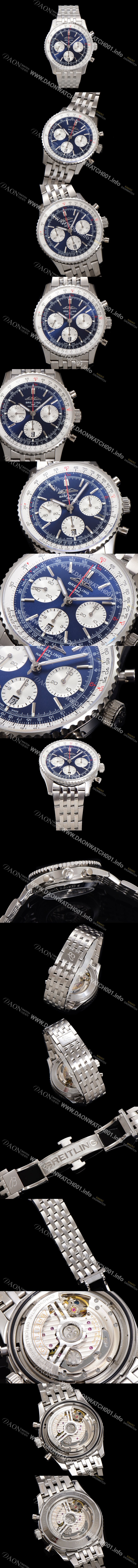 레플리카 [브라이틀링] 남성용 네비타이머 AB0137211C1P1 크로노그래프 ETA7750-2 타입 오토매틱 43mm 메탈줄 블루 다이얼 bre6006