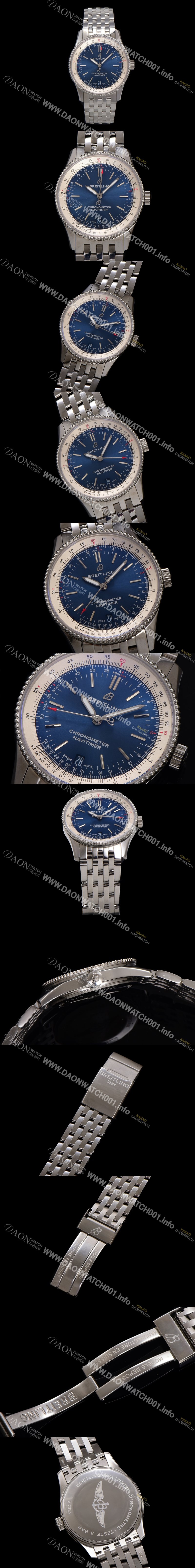 레플리카 [브라이틀링] 남성용 네비타이머 A17325211C1A1 크로노그래프 오토매틱 2824타입 38mm 메탈줄 블루 다이얼 bre6025
