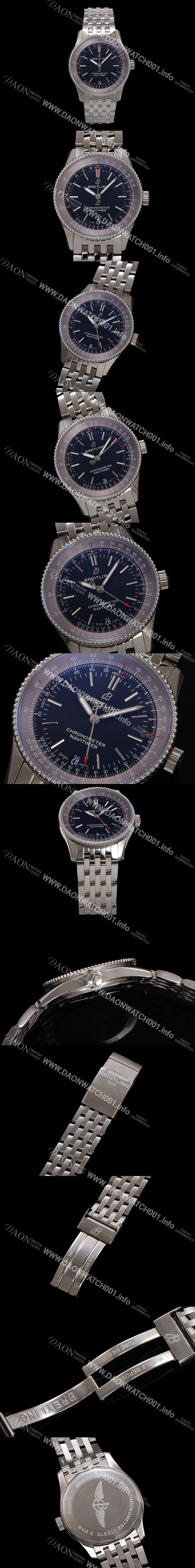 레플리카 [브라이틀링] 남성용 네비타이머 A17325241B1A1 크로노그래프 오토매틱 2824타입 38mm 메탈줄 블랙 다이얼 bre6026