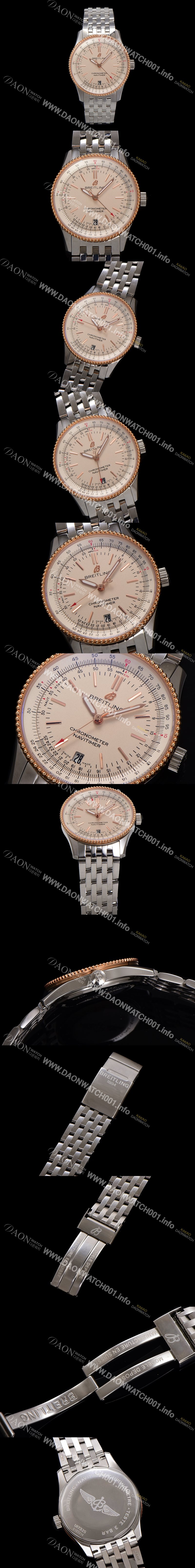 레플리카 [브라이틀링] 남성용 네비타이머 U17325211G1A1 크로노그래프 오토매틱 2824타입 38mm 메탈줄 화이트 다이얼 bre6027