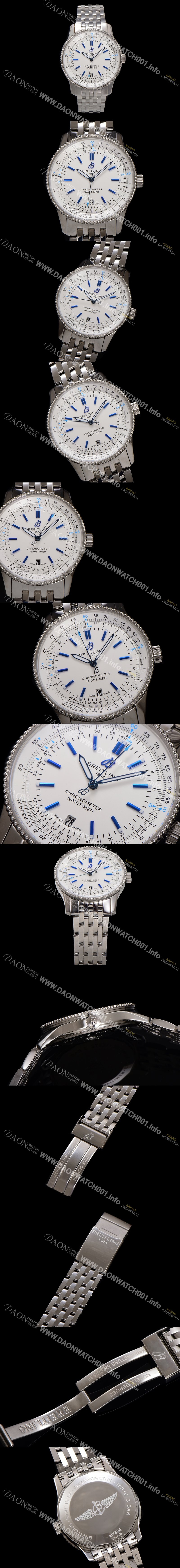 레플리카 [브라이틀링] 남성용 네비타이머 A173263A1G1P1 크로노그래프 오토매틱 2824 타입 41mm 메탈줄 화이트 다이얼 bre6030