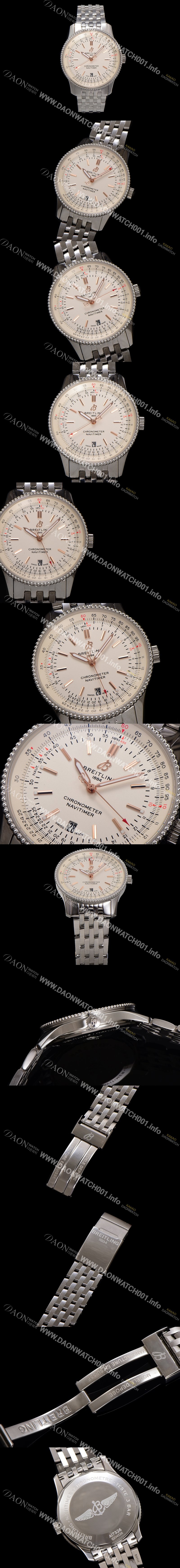 레플리카 [브라이틀링] 남성용 네비타이머 A17326211G1A1 크로노그래프 오토매틱 2824 타입 41mm 메탈줄 화이트 다이얼 bre6031
