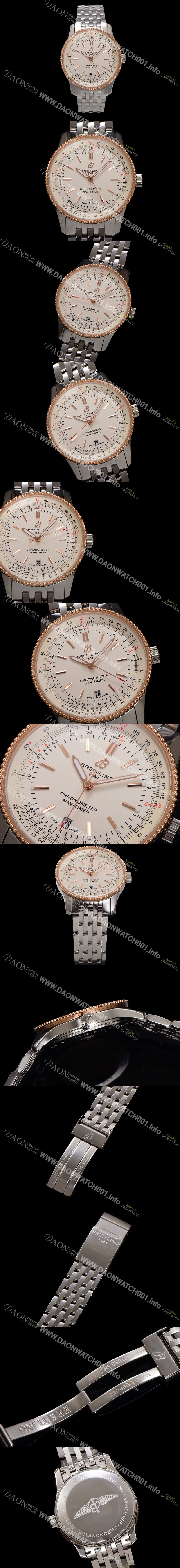 레플리카 [브라이틀링] 남성용 네비타이머 U17326211G1A1 크로노그래프 오토매틱 2824 타입 41mm 메탈줄 화이트 다이얼 bre6034