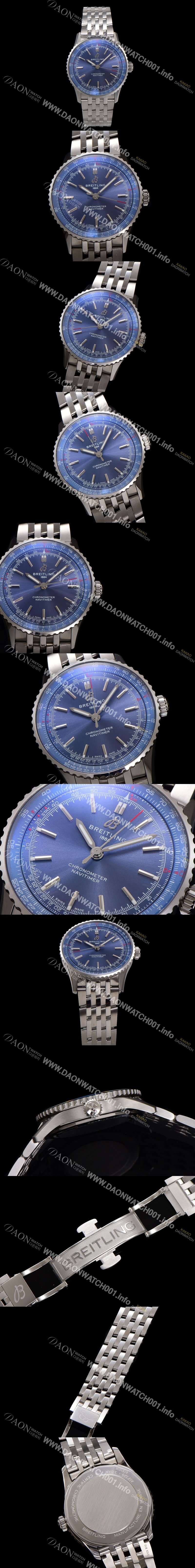 레플리카 [브라이틀링] 남성용 네비타이머 A17329161C1A1 크로노그래프 오토매틱 2824 타입 41mm 메탈줄 블루 다이얼 bre6036